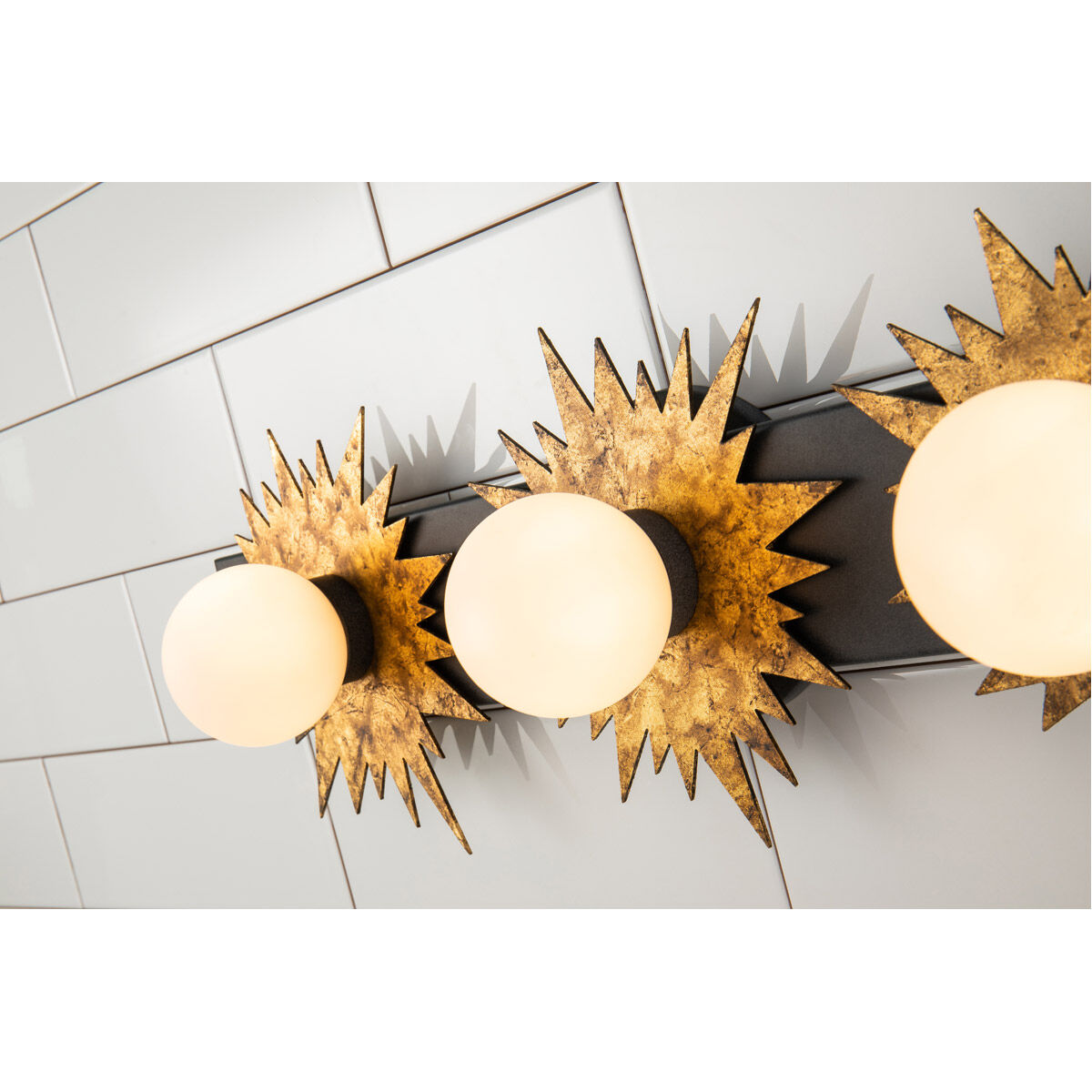 Soleil 3 Light 24 inch WZC+Gold Bath Light Wall Light in Weather Zinc and Gold Leaf with Antique 